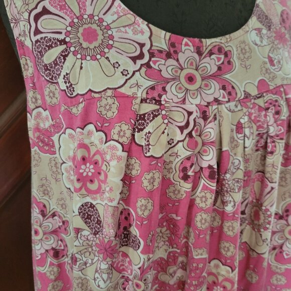 Nick & Sarah Womens Plus Size Floral Sleeveless Top 2X Pink & Beige Lightweight - Picture 2 of 6